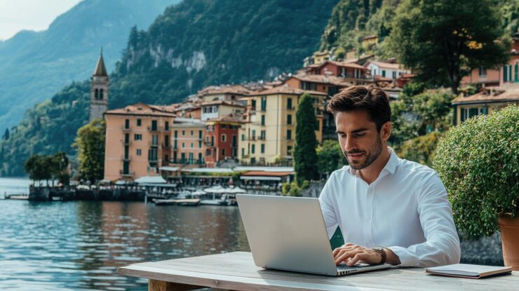 Professionista che lavora da casa